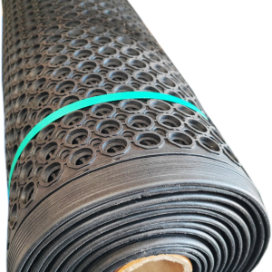 Anti-Slip & Anti-Fatigue Continuous Rubber Pool Matting - 12mm x 1000mm x 7.5m Roll (With Holes)